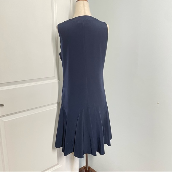 J. Crew Sleeveless V Neck Flounce Navy Dress XS - Picture 5 of 9